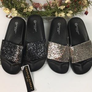 2 Pr Charles Albert New York Glitter Slides Sz 7/8